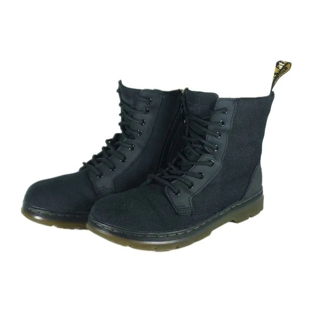 Dr. Martens Women's Combs Y US6 Black Canvas Lace Up Ankle Combat Boots